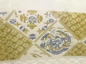 アンティーク　唐獅子・龍模様肩裏本場村山泥大島紬男物羽織